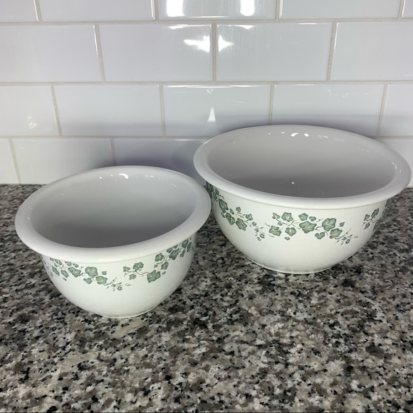 Corelle Coordinates Stoneware Casserole 2qt and 1qt Callaway Green Ivy Vintage - Picture 2 of 9